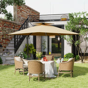 2.5m Cantilever Parasol with Solar LED Lights 360Â° Rotation and Crank Handle Khaki by Outsunny