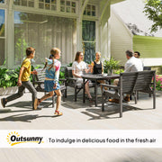 Wooden 6 Seater Garden Dining Set with Armchairs and Table for Patio Dining, Grey