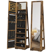 Lockable Rustic Brown Jewellery Cabinet With 360Â° Swivel and Full Length Mirror by HOMCOM