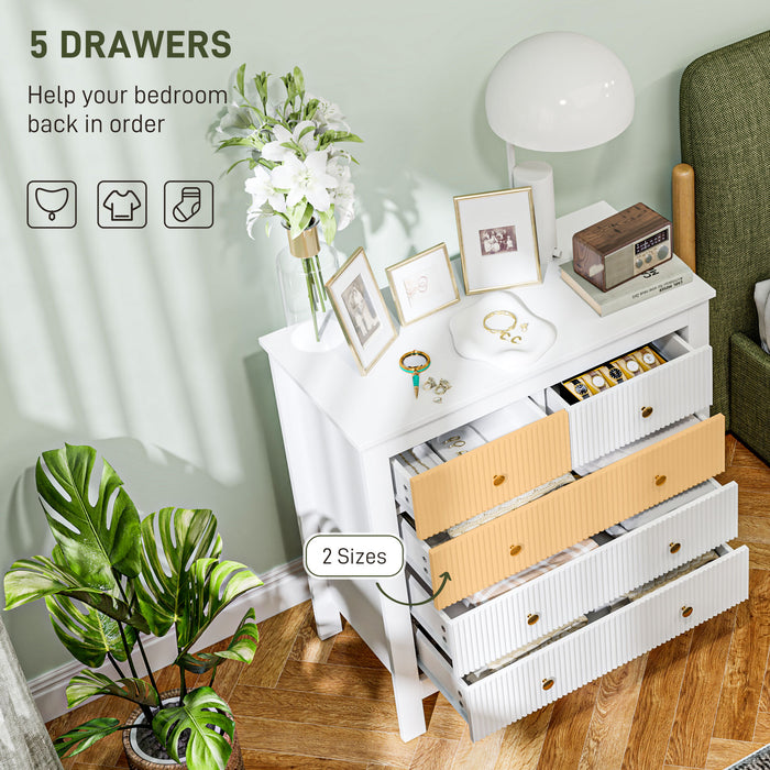 White Chest of Bedroom Drawers With Gold Legs Elegant Bedroom Storage by HOMCOM