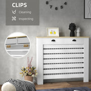 Radiator Cover With Top Drawer Storage Fits 111cm Width Ideal For Hiding Heaters, White
