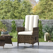 Cream Rattan Reclining Garden Chair with Cushion and Adjustable Backrest by Outsunny