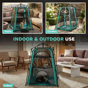 Cat Tent Three Level Outdoor Playhouse for Safe Garden or Balcony Exploration Black AOSOM