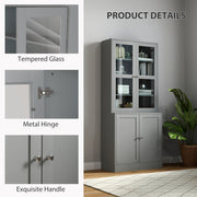 Grey Double Storage Display Cabinet with Shelves by HOMCOM