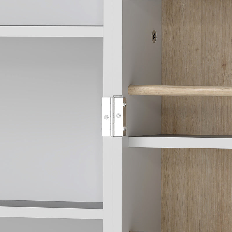 Kitchen Pantry Cupboard with Adjustable Shelves for Easy Organisation White and Wood AOSOM