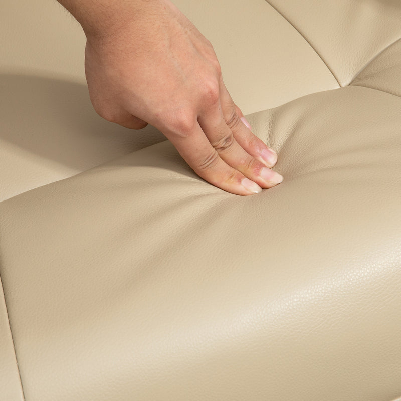 Reclining Faux Leather Armchair with Footrest for Home Comfort and Relaxation Cream