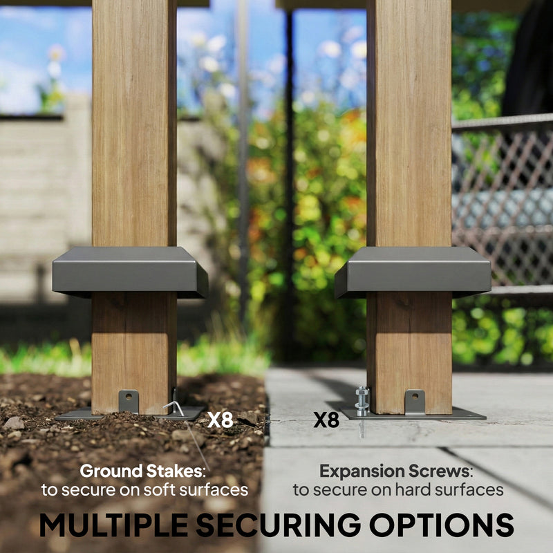 Wooden Garden Gazebo with Steel Roof for Year-Round Shelter and Privacy Weathered Grey