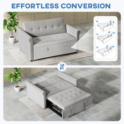 Two Seater Velvet Feel Sofa Bed With Foldable Design For Guest Rooms Grey
