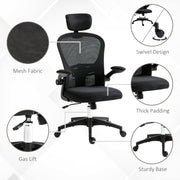 Black Ergonomic Office Chair With Mesh Back Lumbar Support And Adjustable Headrest