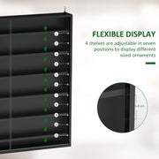 Black 7 Tier Wall Display Cabinet with Glass Doors and Adjustable Shelves by HOMCOM