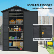 Plastic Garden Shed for Small Patios with Weatherproof Panels and Secure Lock, Dark Grey Outsunny