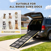 Extra Long Dog Ramp for Car with Non Slip Surface Ideal for Large Pets Black AOSOM