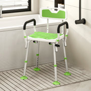 Height Adjustable Shower Chair With Backrest and Armrests For Elderly and Disabled Green