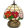 Compact Bedside Table Lamp with Stained Glass Shade for Soft Bedroom Lighting Bronze Multicoloured Homcom