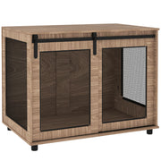 Large Dog Crate Furniture with Sliding Door Wooden Pet Cage 98 x 60 x 78cm Walnut Brown by PawHut