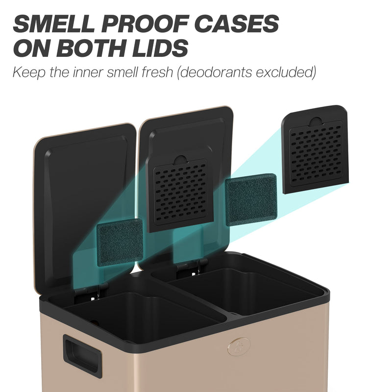 Kitchen Pedal Bin with Dual Compartments for Easy Rubbish and Recycling Separation