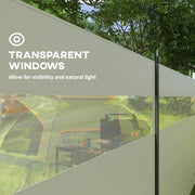 Camping Windbreak with Clear Windows and Steel Poles for Beach and Caravan Use Grey AOSOM