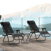Set of 2 Black Zero Gravity Outdoor Recliner Chairs with Cushion and Cup Holder by Outsunny