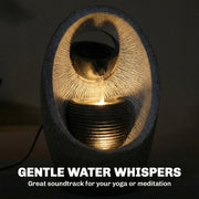 Water Fountain for Small Gardens and Balconies with LED Light and Soothing Waterfall Grey AOSOM