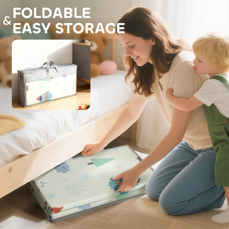 Foldable Baby Play Mat Double Sided Soft Foam for Crawling and Playtime Fun Grey