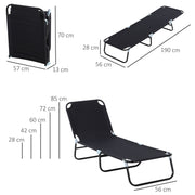 Black 2 Piece Foldable Sun Lounger Set with 5 Position Backrest for Outdoor Relaxing