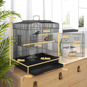 Large Metal Bird Cage with Perches Food Bowls and Swing for Budgies and Parakeets Black by PawHut