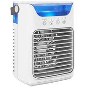 Desk Fan with Cooling Mist Humidifier and Colour Changing Light for Bedrooms or Offices White AOSOM