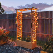 Wooden Raised Planter Bed With Trellis For Climbing Plants And Herbs Garden Use Brown Outsunny