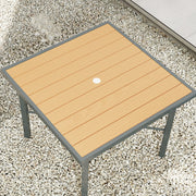 90cm Square Garden Dining Table with Umbrella Hole and Wood Effect Top by Outsunny