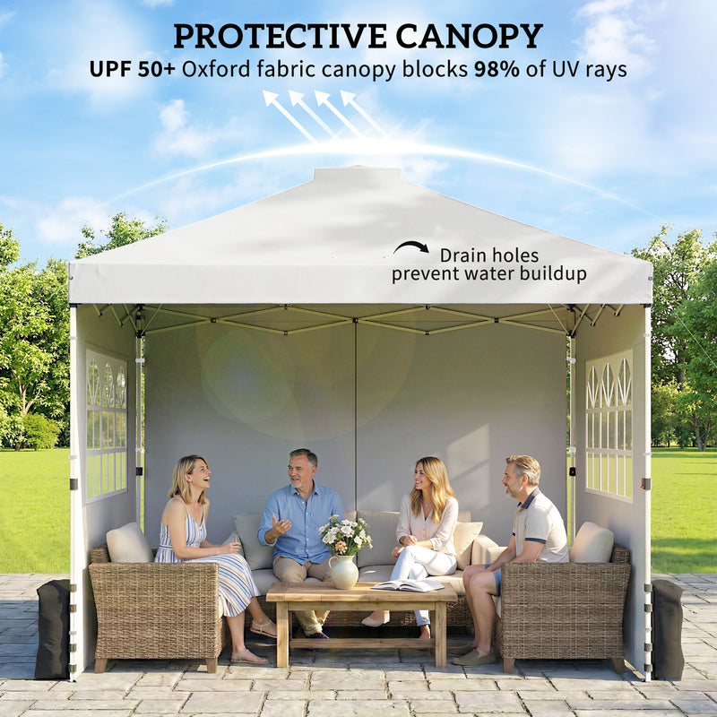 3x3m Pop Up Gazebo with Sidewalls and Windows for Outdoor Events and Shelter Outsunny