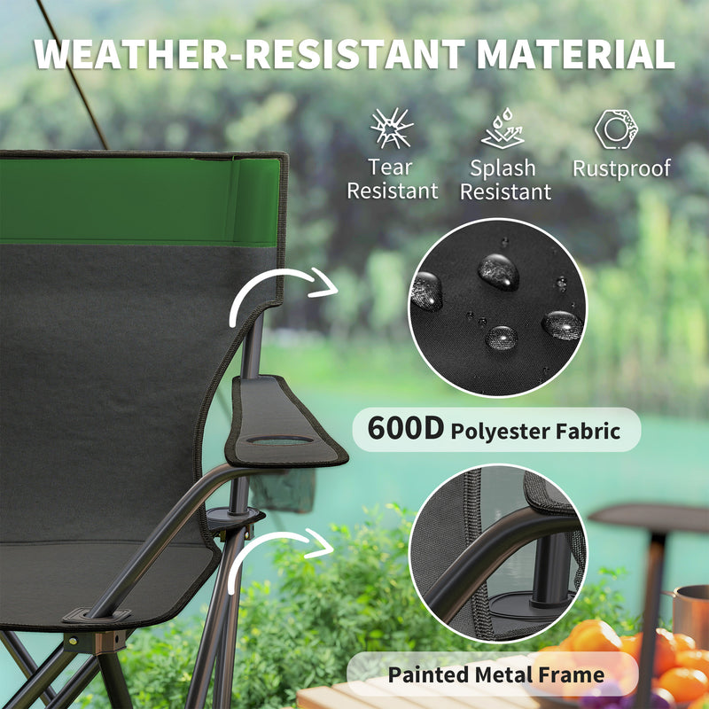 Foldable Camping Table and Chairs Set for 4 with Cup Holders and Carry Bag Olive Green