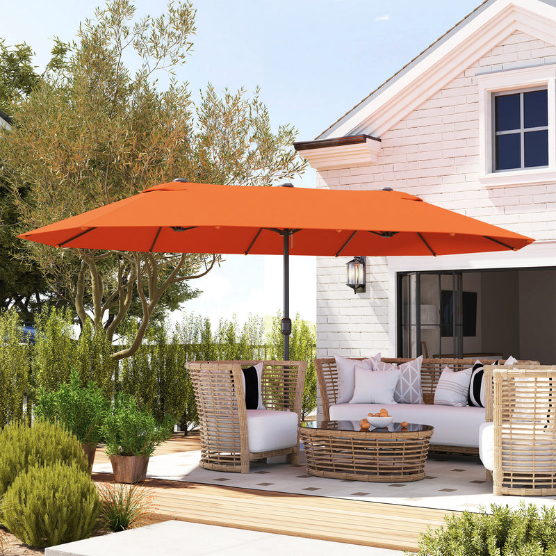 Orange 4.6m Double Sided Garden Parasol UV Protection Outdoor Shade by Outsunny