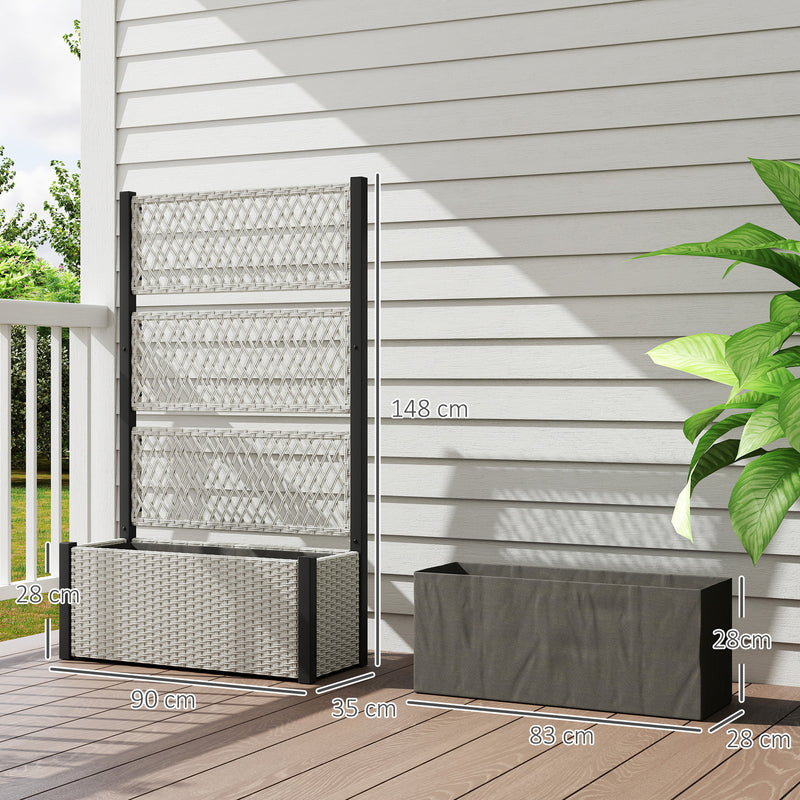 Grey Wooden Garden Planter Box with Trellis for Climbing Plants and Flowers by Outsunny