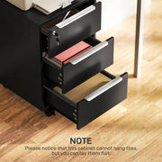 Black Three Drawer Lockable Filing Cabinet with Spacious Storage by Homcom