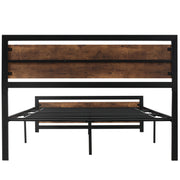 Double Metal Bed Frame with Headboard and Storage Space for Adult Bedrooms