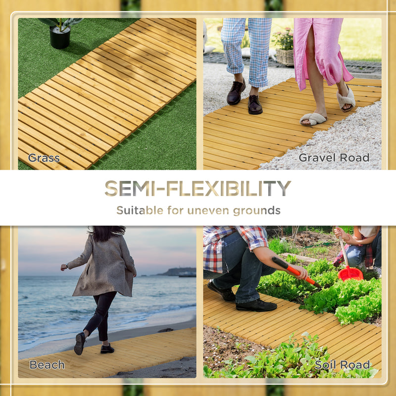 Wooden Roll Out Garden Pathway for Clean Walkways on Grass or Gravel Yellow AOSOM