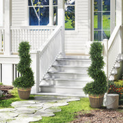 Set of 2 Spiral Topiary Artificial Cypress Trees with Pots for Indoor or Outdoor Use Green
