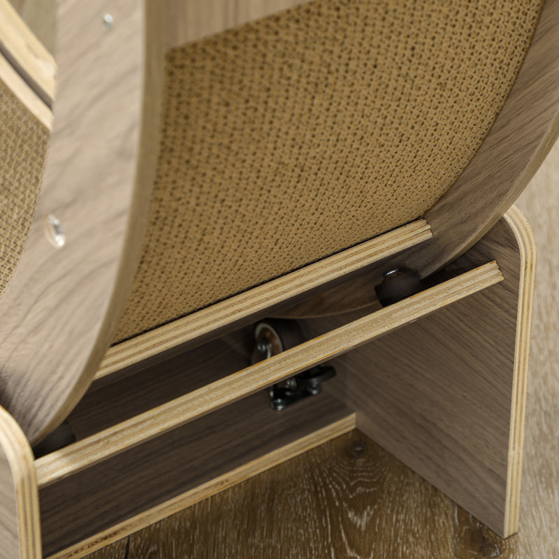 Walnut Brown Cat Exercise Wheel with Brake and Scratching Pads by PawHut