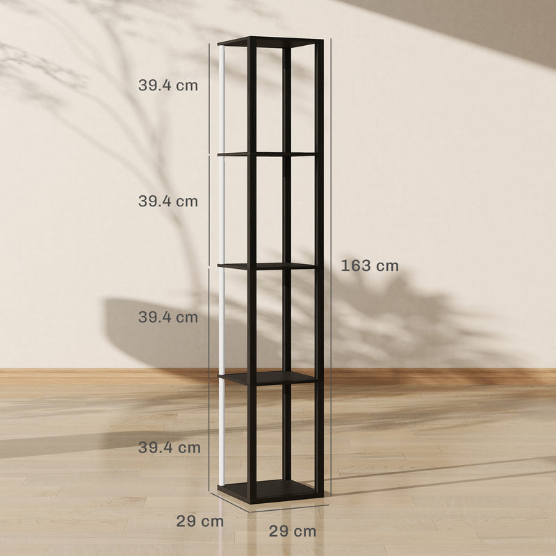 Modern LED Floor Lamp With Storage Shelves And Remote Control For Living Room Black