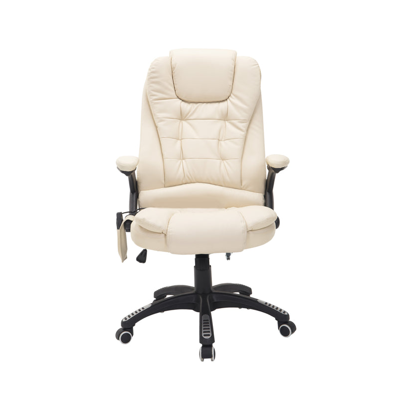 Massage Office Chair with Heat and Adjustable Recline for All Day Comfort Beige