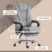 Reclining Massage Office Chair With Heat Adjustable Height And Footrest For Home, Use Grey