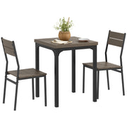 Three Piece Compact Dining Set with Grey Wood Grain Finish by HOMCOM