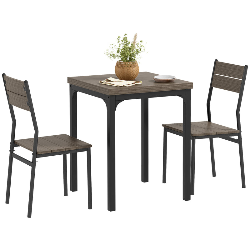 Three Piece Compact Dining Set with Grey Wood Grain Finish by HOMCOM