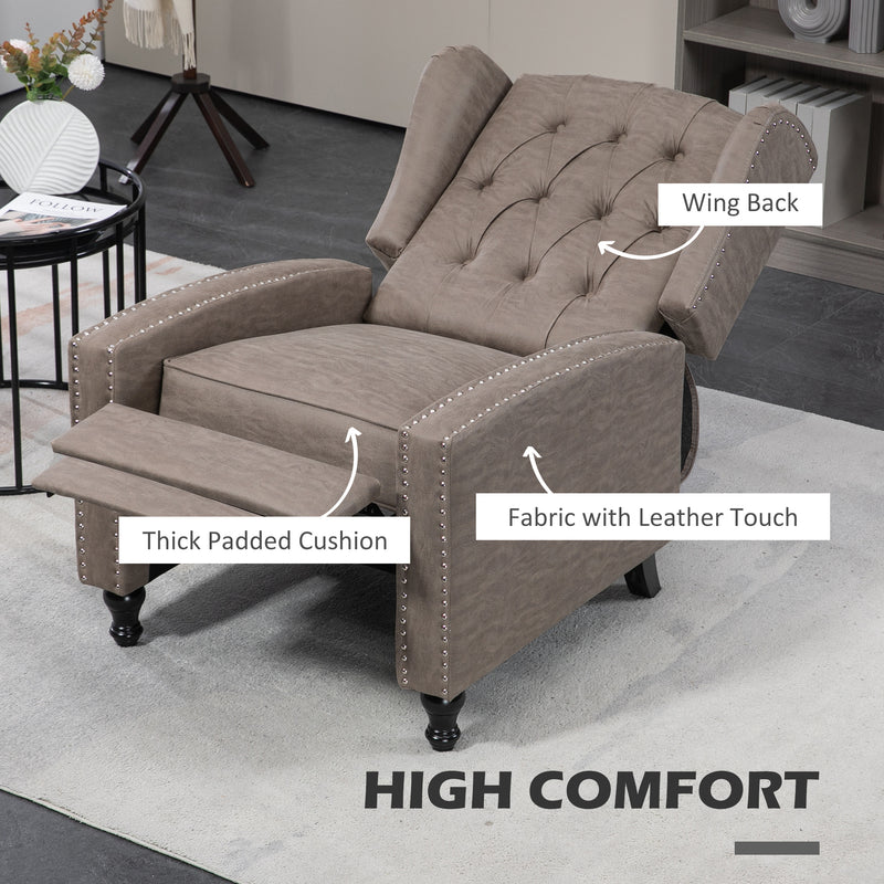 Reclining Armchair With High Back and Footrest for Relaxing in the Living Room Brown Homcom