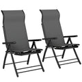 Folding Garden Recliner Chairs Set of 2 with Adjustable Back and Footrest Dark Grey Outsunny