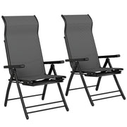 Folding Garden Recliner Chairs Set of 2 with Adjustable Back and Footrest Dark Grey Outsunny
