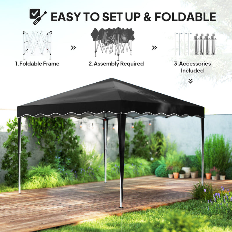 3x3m Black Pop Up Gazebo With Carrying Bag For Outdoor Events by Outsunny