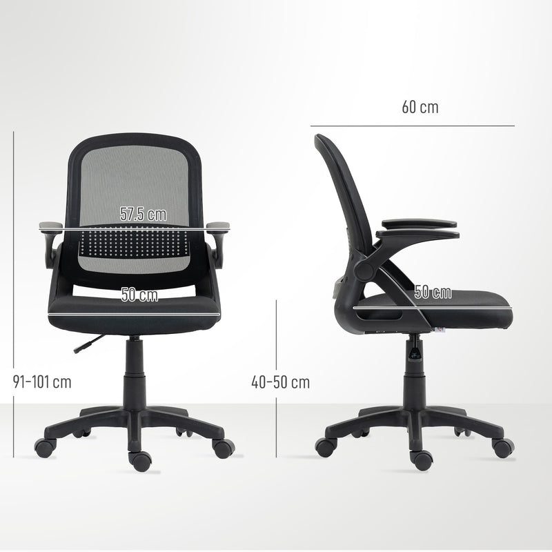 Ergonomic Mesh Office Chair With Lumbar Support and Flip Up Arms for Home or Office Black