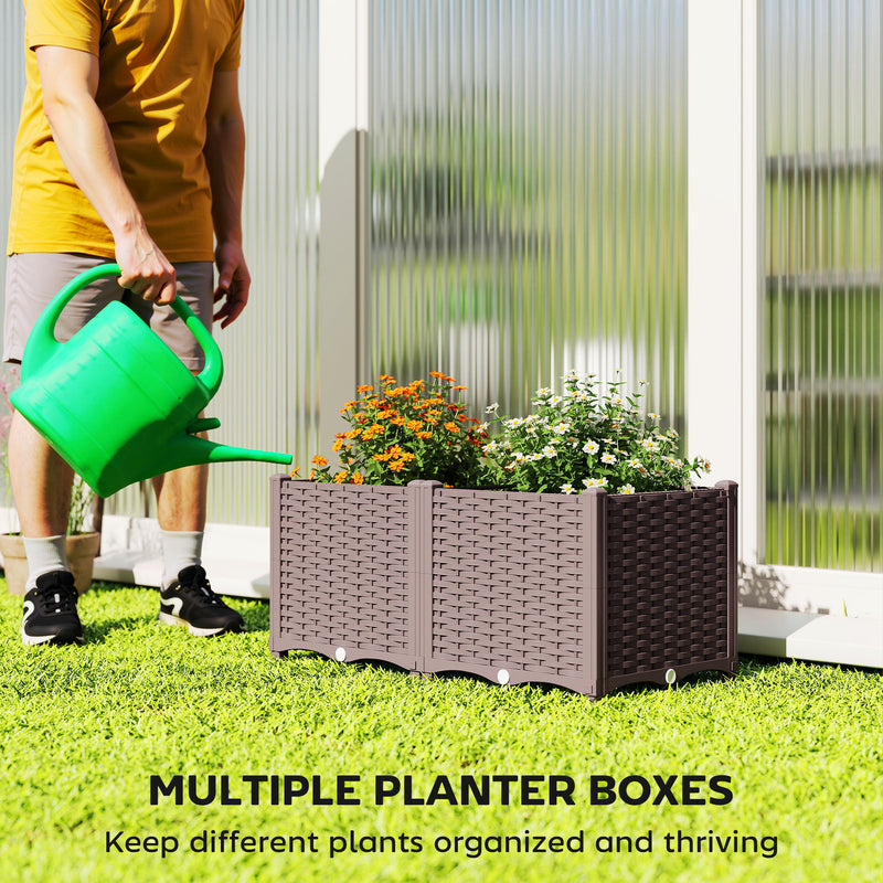 Modular Raised Garden Bed for Easy Planting on Patios and Balconies, Brown Outsunny