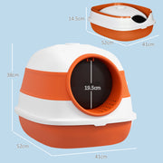 Foldable Cat Litter Tray with Lid Scoop and Deodoriser for Easy Cleaning, Orange